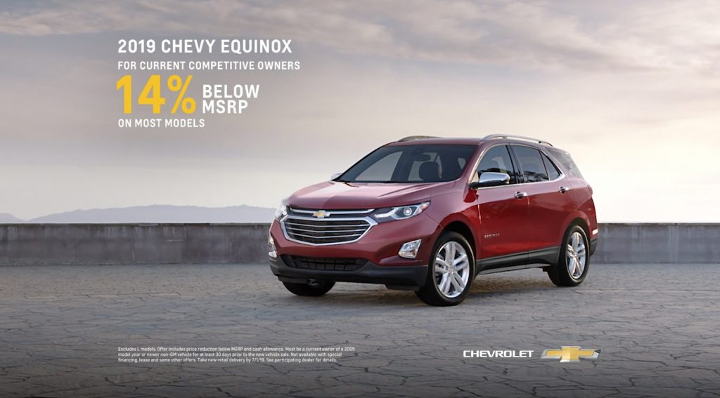 2019 Chevrolet Crossover Family ad Equinox incentive offer