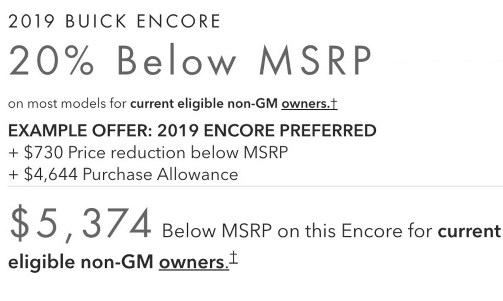 Buick Rebate Takes 20 Off Encore Price In September 2019 GM Authority