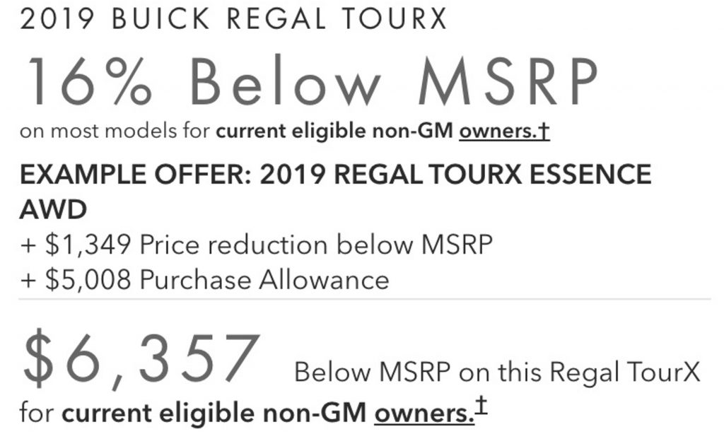 Buick Rebate Cuts Regal Tourx Price By 16 Percent In September 2019