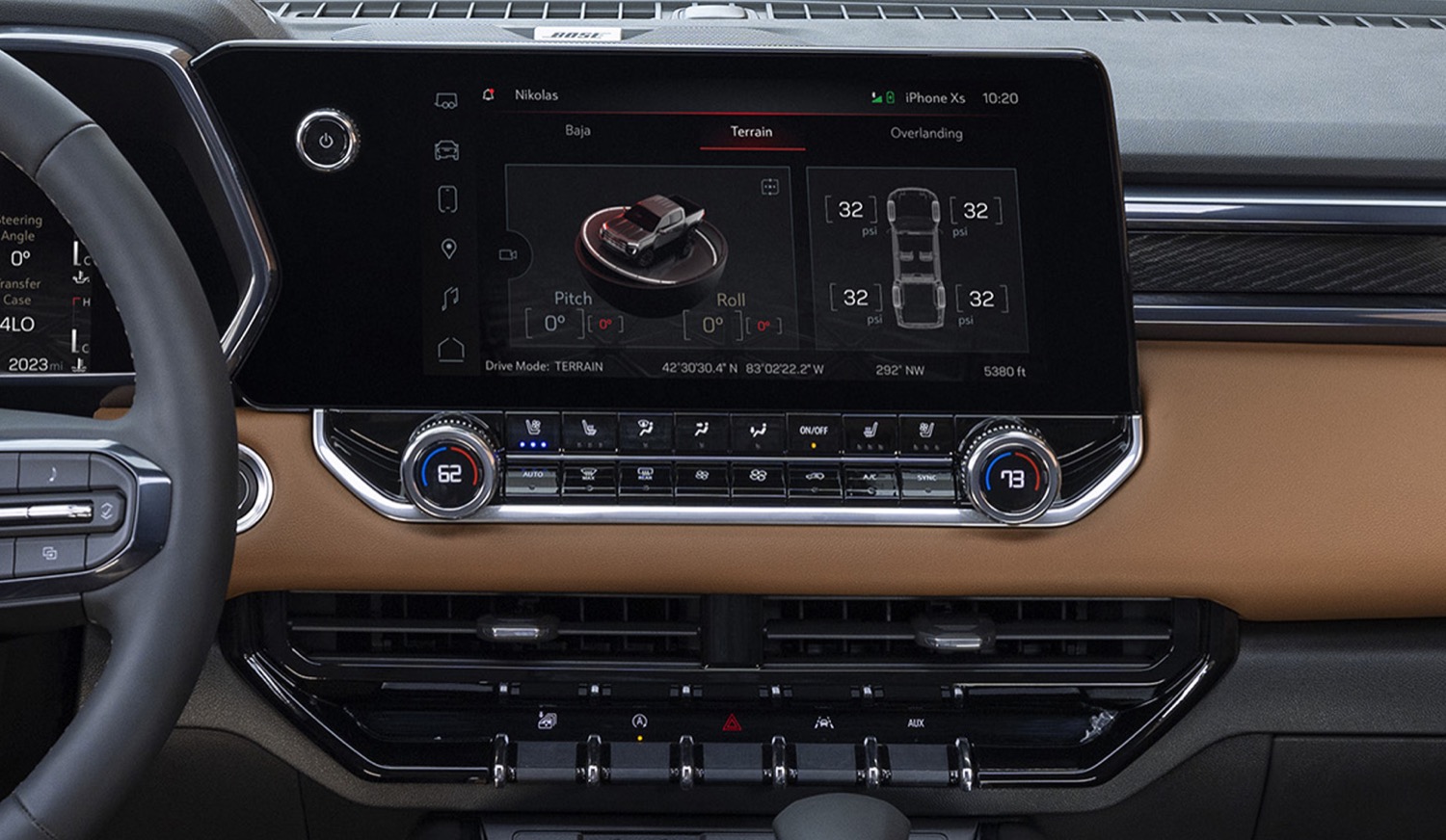 2023-gmc-canyon-at4-interior-004-center-stack-digital-infotainment-screen-climate-control