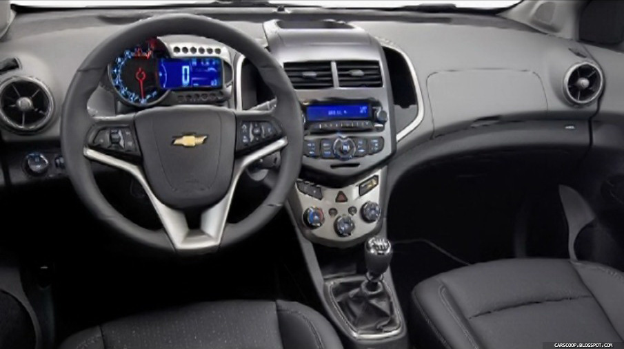 Cockpit view of the Chevy Aveo.