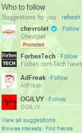 Chevrolet suggested user on Twitter