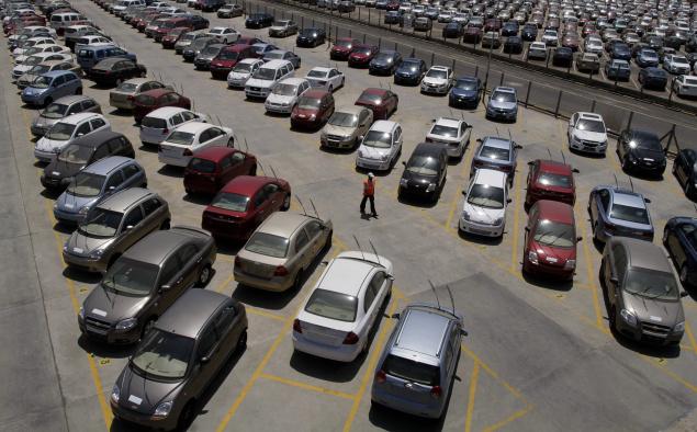 Vehicles parked at General Motors Halol.