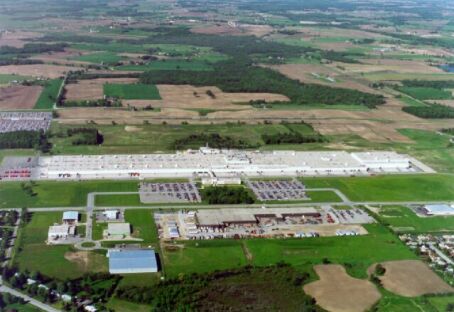 An aerial view of the GM CAMI Assembly plant in Ingersoll.