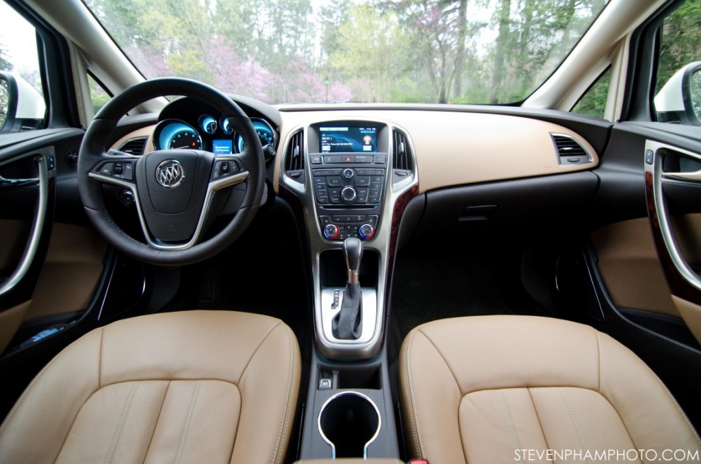 The cockpit view of the 2013 Buick Verano.