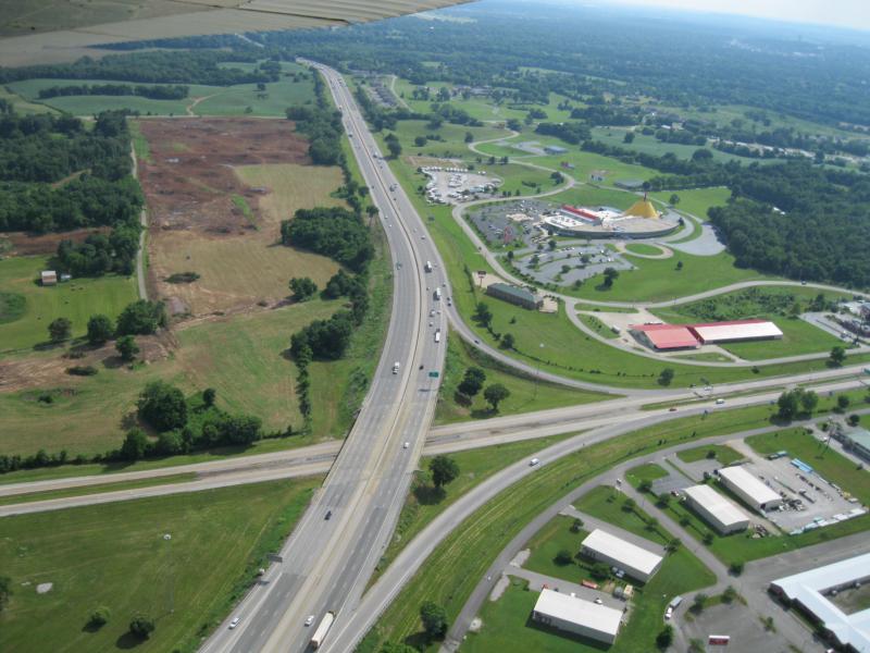 Looking south on I-65: Motorsports Park on the left and NCM on the right.