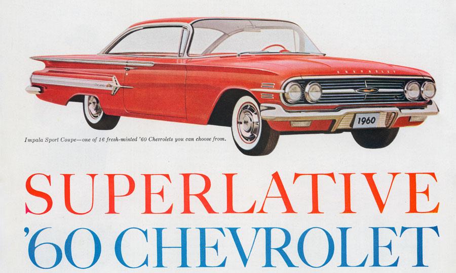 1960 GM Chevrolet Superlative' Stretched Canvas Print