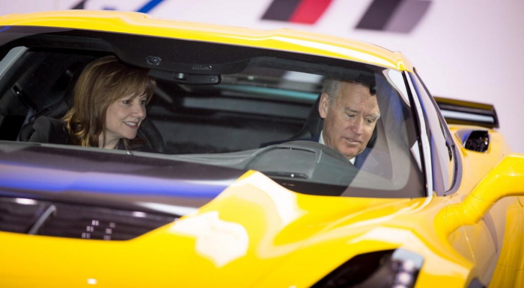 Joe Biden with GM CEO Mary Barra in 2014