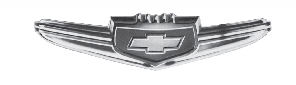 The 1947 version of the Chevrolet bowtie as it appeared on Fleetline, Fleetmaster and Stylemaster cars.