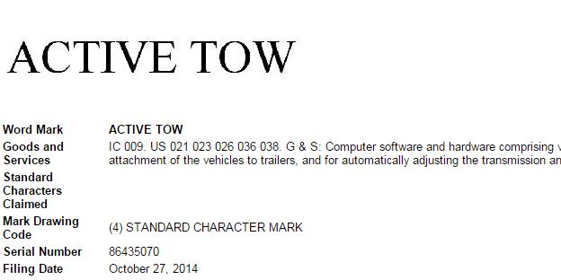 GM Active Tow Trademark Filing