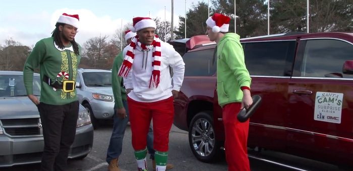 Santa Cam Newton Delivers Presents In His 2015 GMC Yukon Denali ‘Sleigh ...