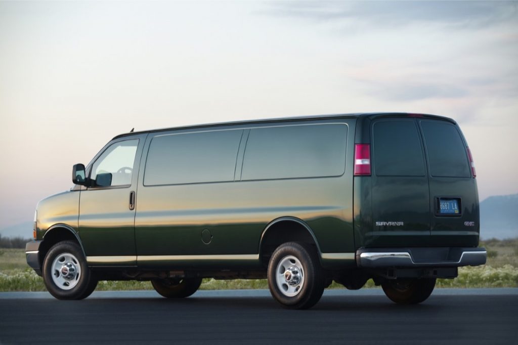 This is the GMC Savana full-size van, available as a cargo van, shown here, passenger van, and cutaway/chassis cab model. 