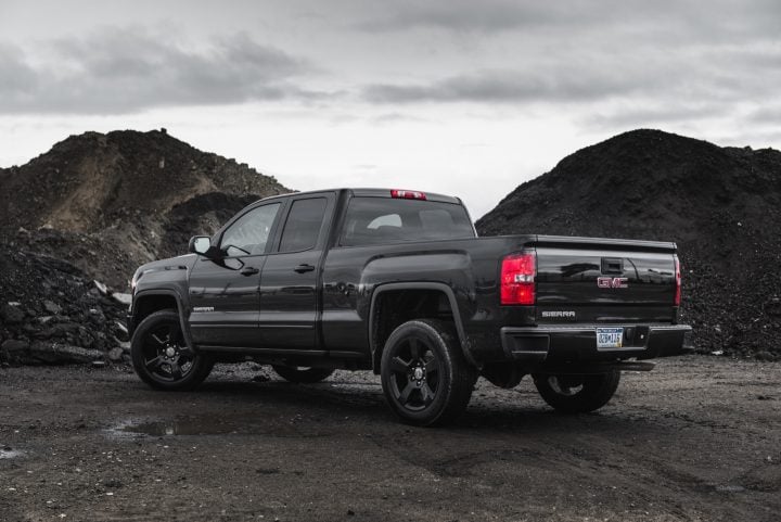 GMC Sierra 1500 rear three quarter angle.