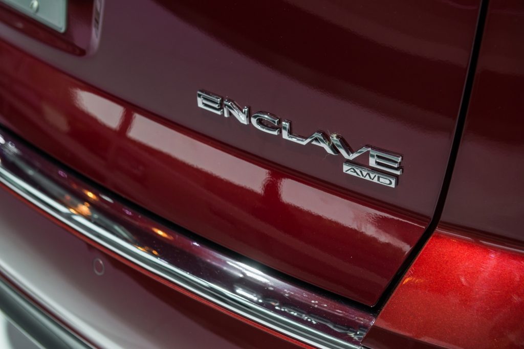 Badging on the Buick Enclave crossover.