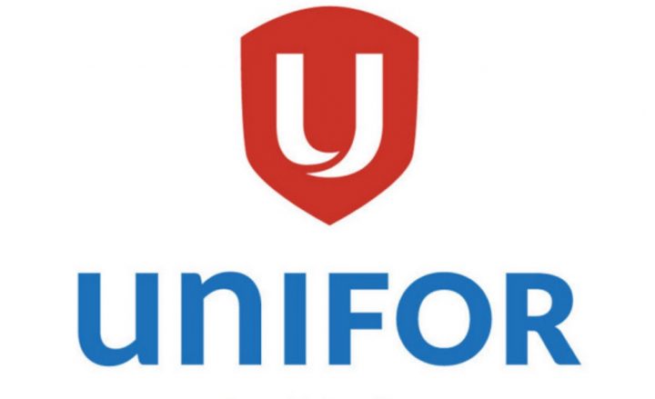 Logo of the Unifor union, negotiating over Chevy BrightDrop production at CAMI.