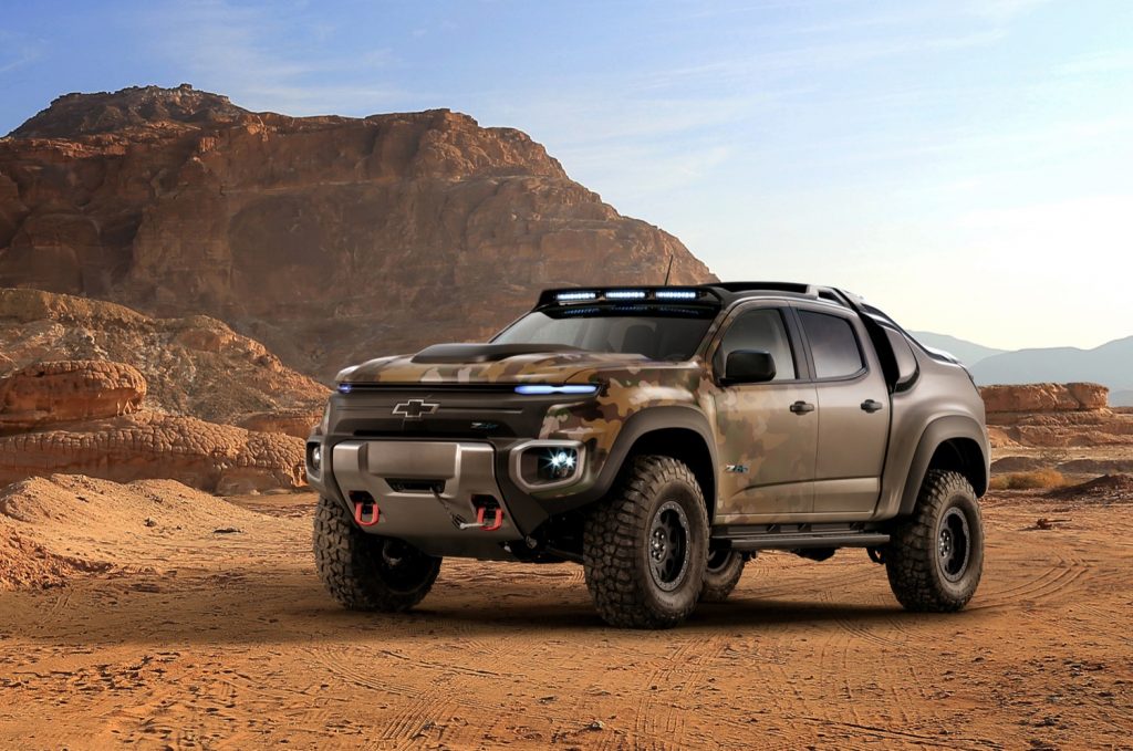The Chevrolet Colorad ZH2 fuel-cell vehicle developed for armed forces.