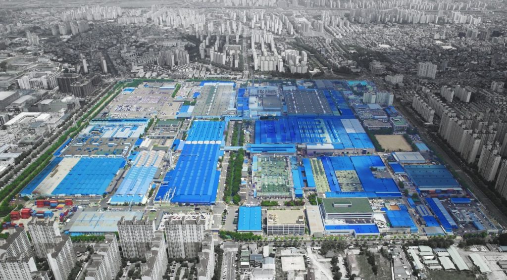Aerial view to GM Bupyeong facility in Bupyeong-gu, Incheon, Korea (South Korea).