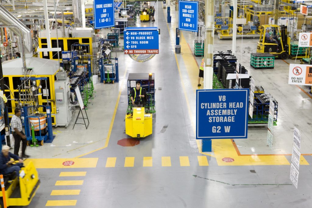 Interior of the St. Catharines plant where GM engine components are made.