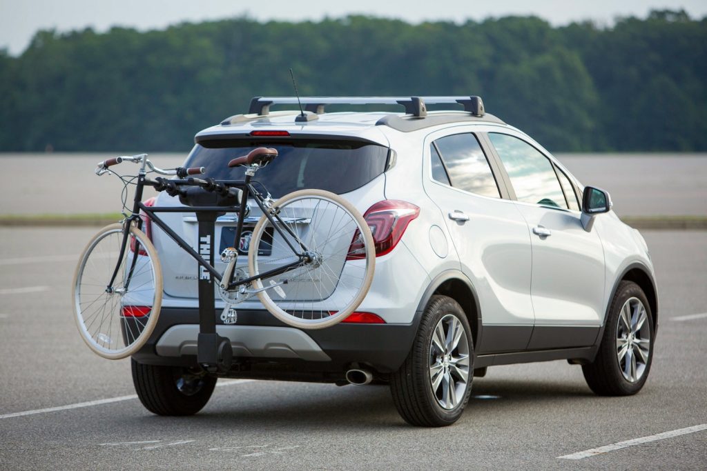 2017 Buick Encore with Thule Bike Rack at GM Milford Proving Ground 001