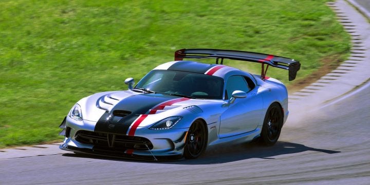 2017 Dodge Viper ACR driving on a track.