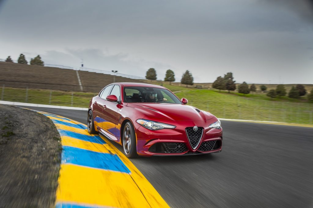 2017 Alfa Romeo Giulia Quadrifoglio Verde turning on track