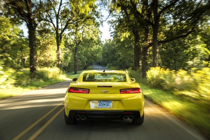 Rear view of the Chevy Camaro. 