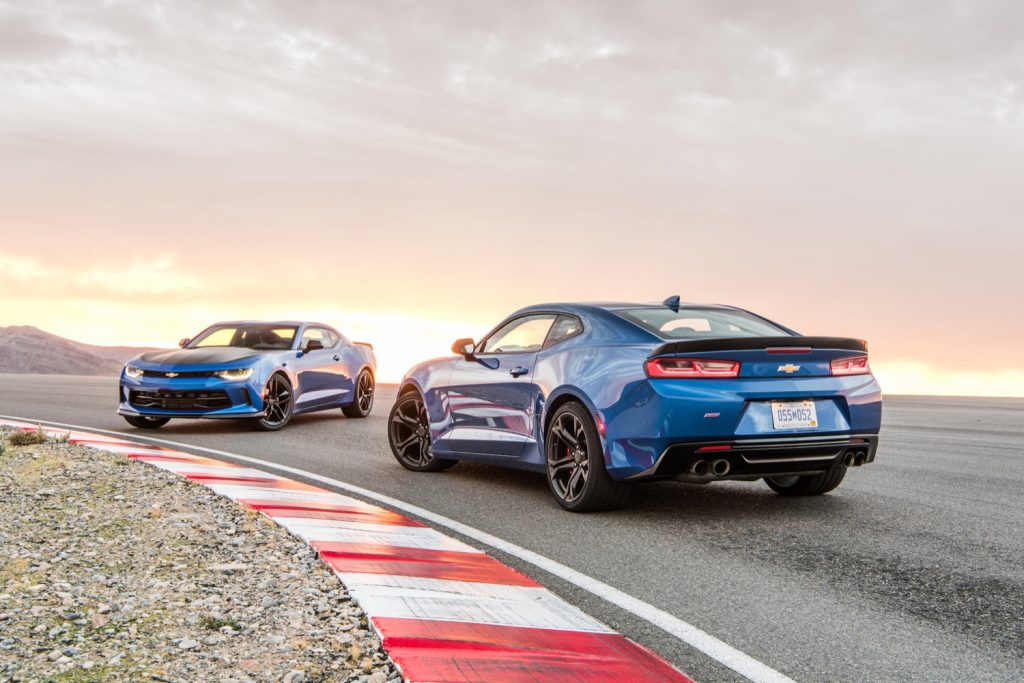 2018 Chevrolet Camaro V6 LT 1LE left and SS 1LE Coupe right