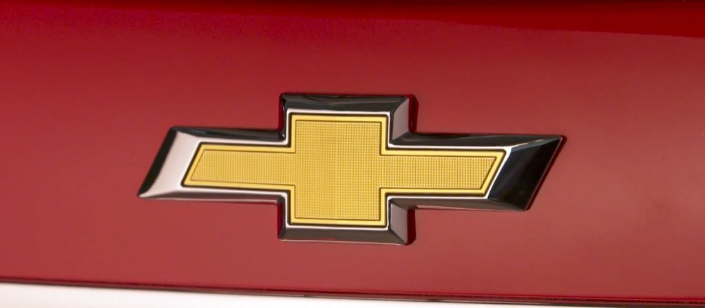 The Chevy Bow Tie logo on the Chevy Spark.