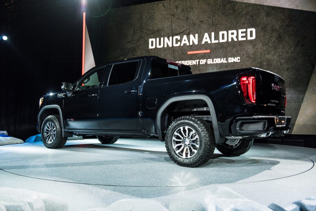 2019 GMC Sierra AT4 1500 exterior live at 2018 New York Auto Show 010 rear three quarters driver side