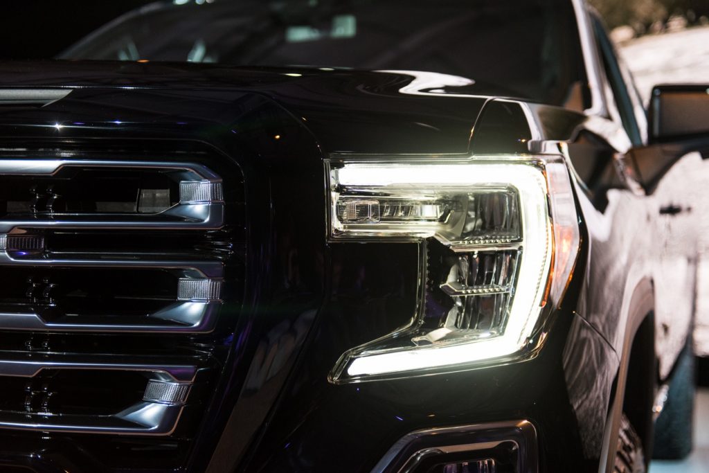 2019 GMC Sierra AT4 1500 exterior live at 2018 New York Auto Show 024 headlight