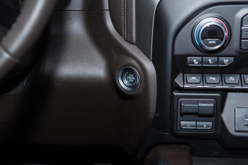 2019 GMC Sierra Denali 1500 interior - 2018 New York Auto Show Live 010 - engine push stop button