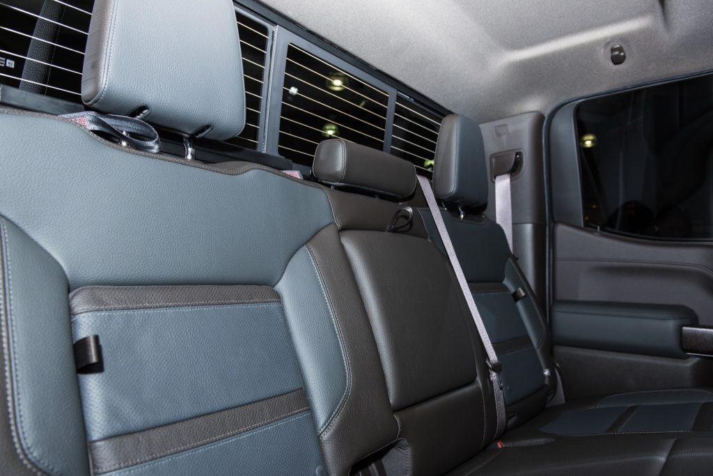 2019 GMC Sierra Denali 1500 interior - 2018 New York Auto Show Live 020 - rear seats