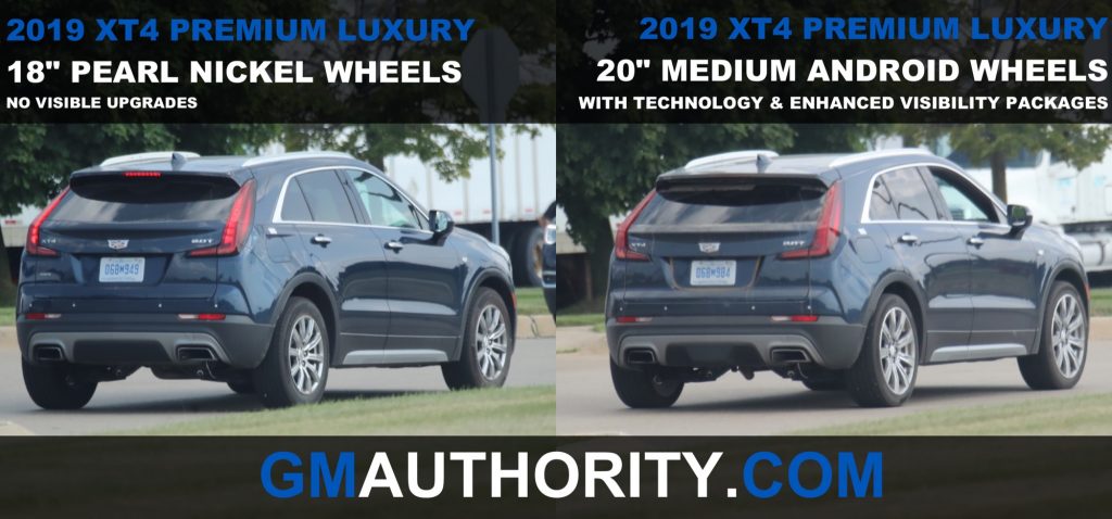 2019 Cadillac XT4 Premium Luxury - 18 inch Pearl Nickel Wheels vs 20 inch Medium Android Wheels - Rear Three Quarters View