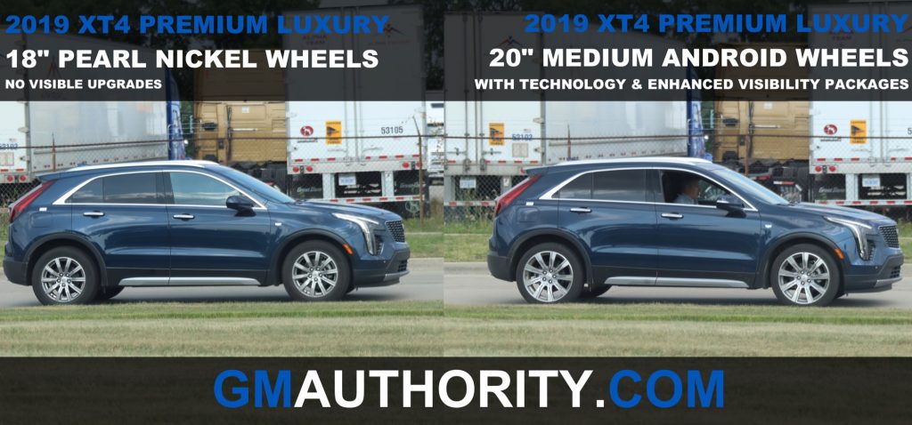 2019 Cadillac XT4 Premium Luxury - 18 inch Pearl Nickel Wheels vs 20 inch Medium Android Wheels - Side View