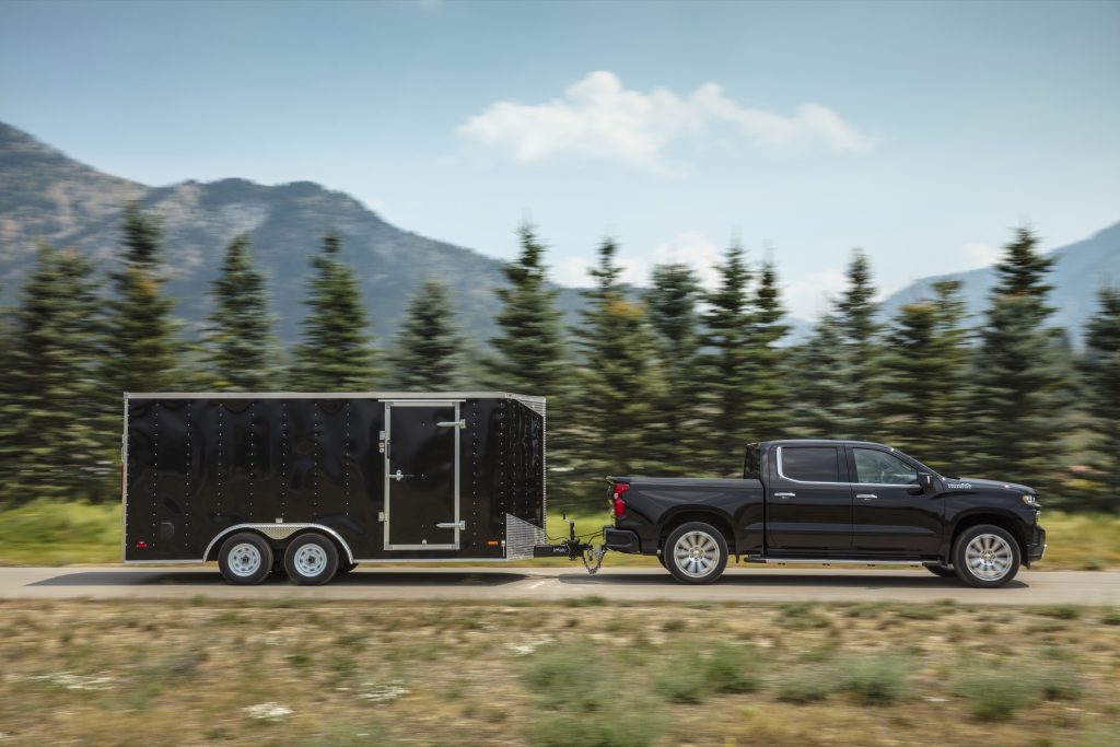 2019 Chevrolet Silverado High Country towing a trailer in Wyoming 003