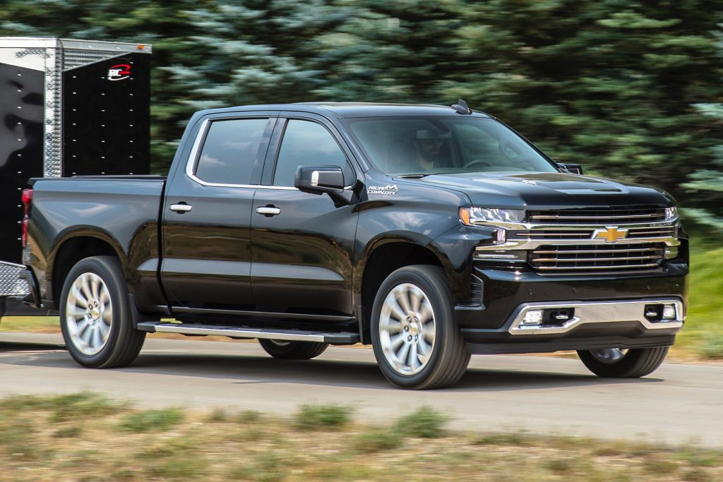 2019 Chevrolet Silverado High Country towing a trailer in Wyoming 006