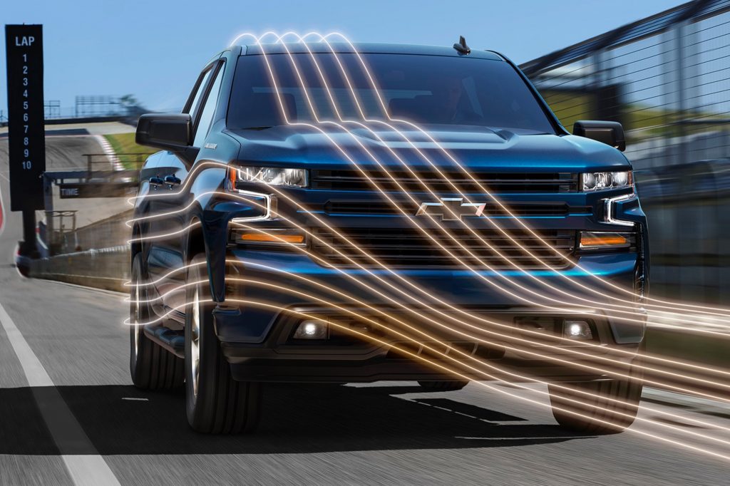 2019 Chevrolet Silverado RST 1500 on track showing aerodynamics zoom
