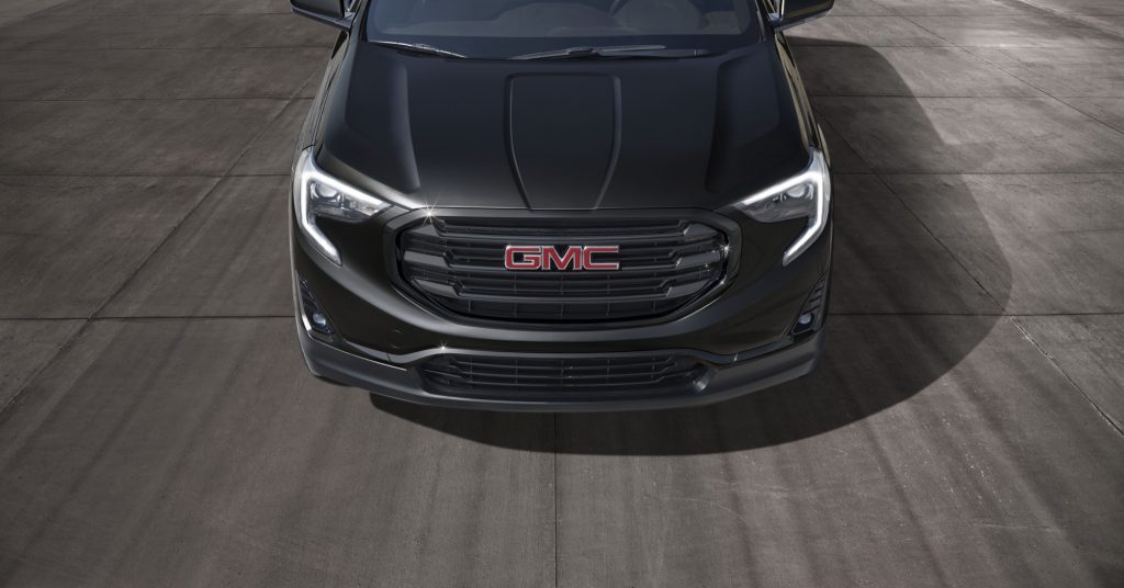 2019 GMC Terrain Black Edition exterior 003 front end with GMC logo