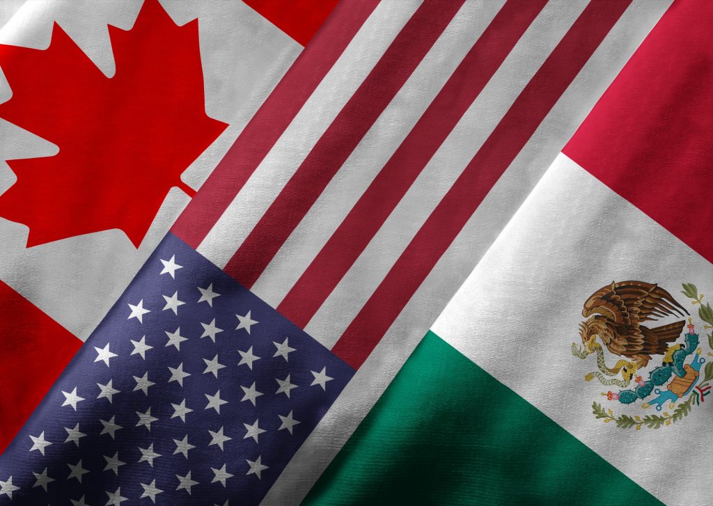 NAFTA Member Flags - Canada United States of America Mexico 001