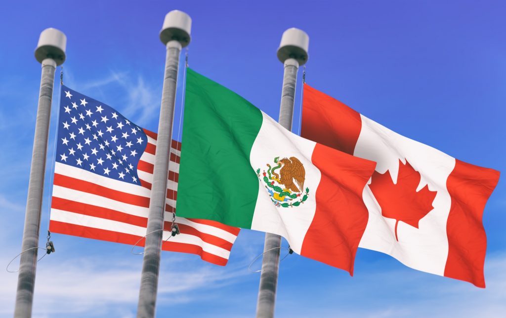 NAFTA Member Flags - Canada United States of America Mexico 002