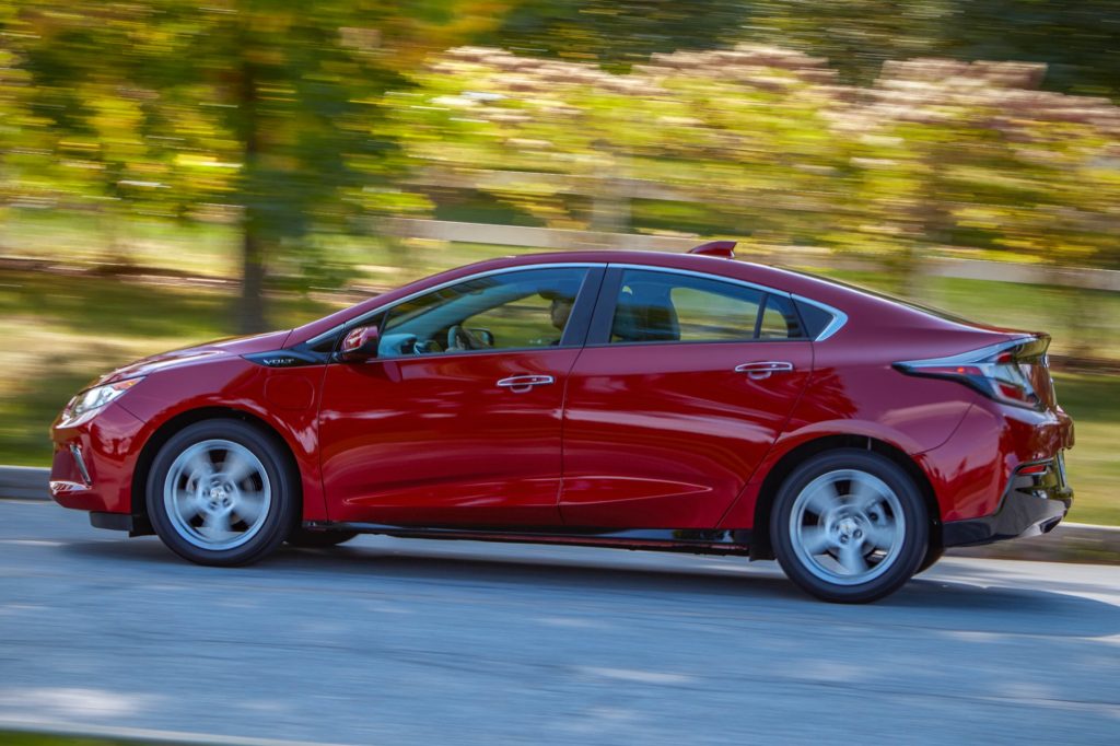 Side profile of 2019 Chevy Volt.