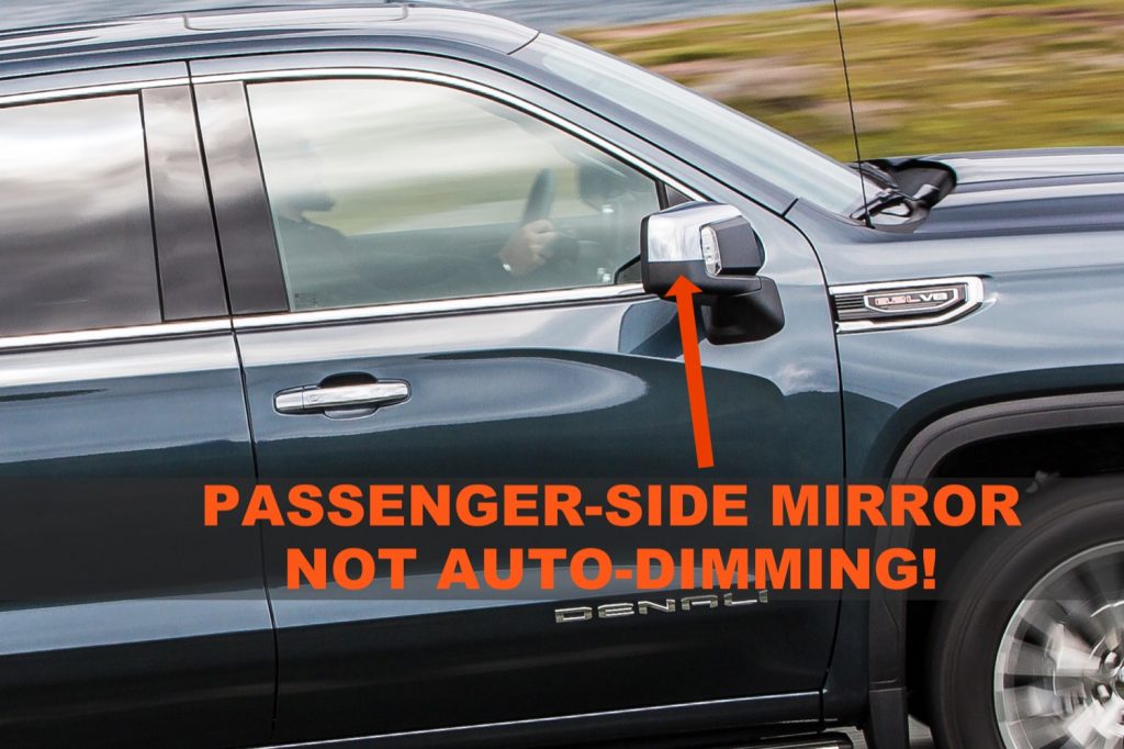 2019 GMC Sierra Passenger Side Mirror Not Auto Dimming