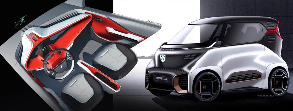 Baojun E200 exterior and interior sketch