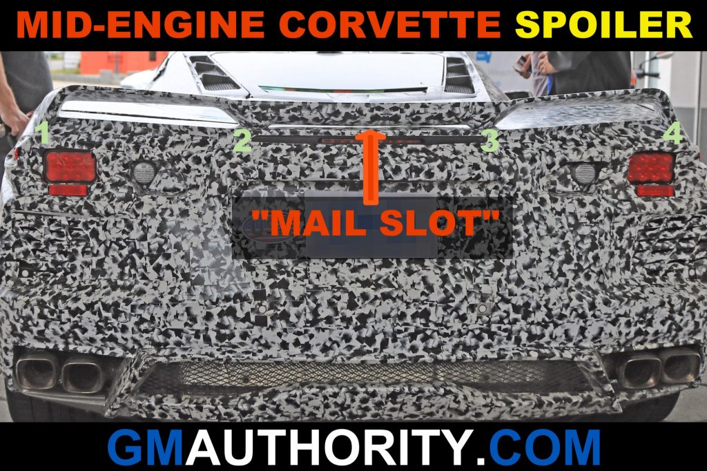 Mid-Engine Chevrolet Corvette C8 - spy shots - rear spoiler detail - September 2018 - Germany