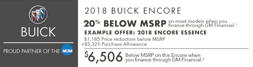 2018 Buick Encore October 2018 Incentive