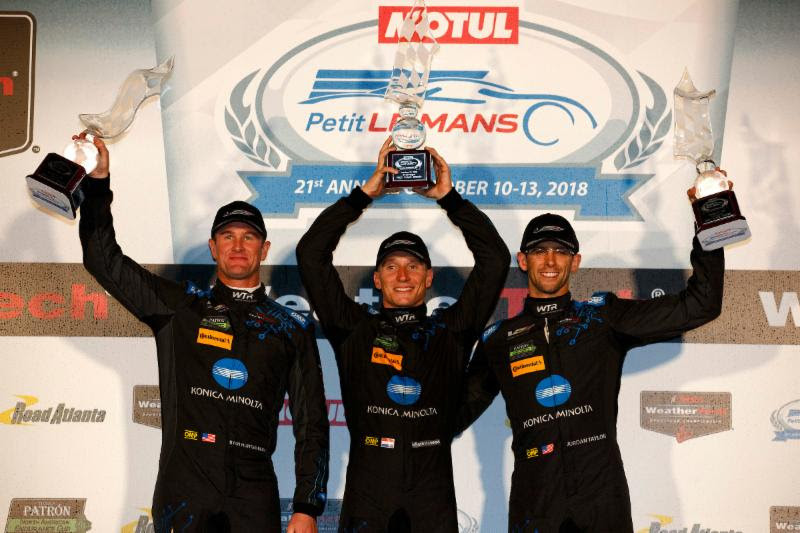2018 Motul Petit Le Mans winners Ryan Hunter-Reay (left), Renger van der Zande (middle), and Jordan Taylor.