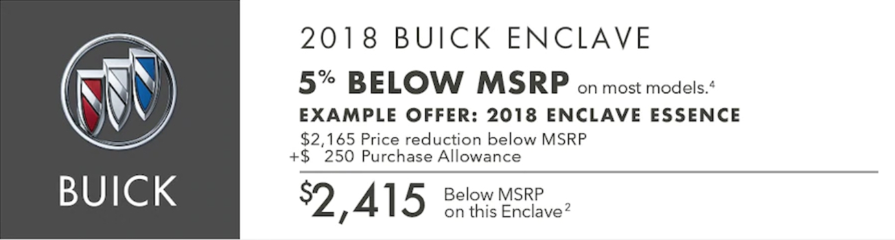 Buick Enclave Incentive October 2018