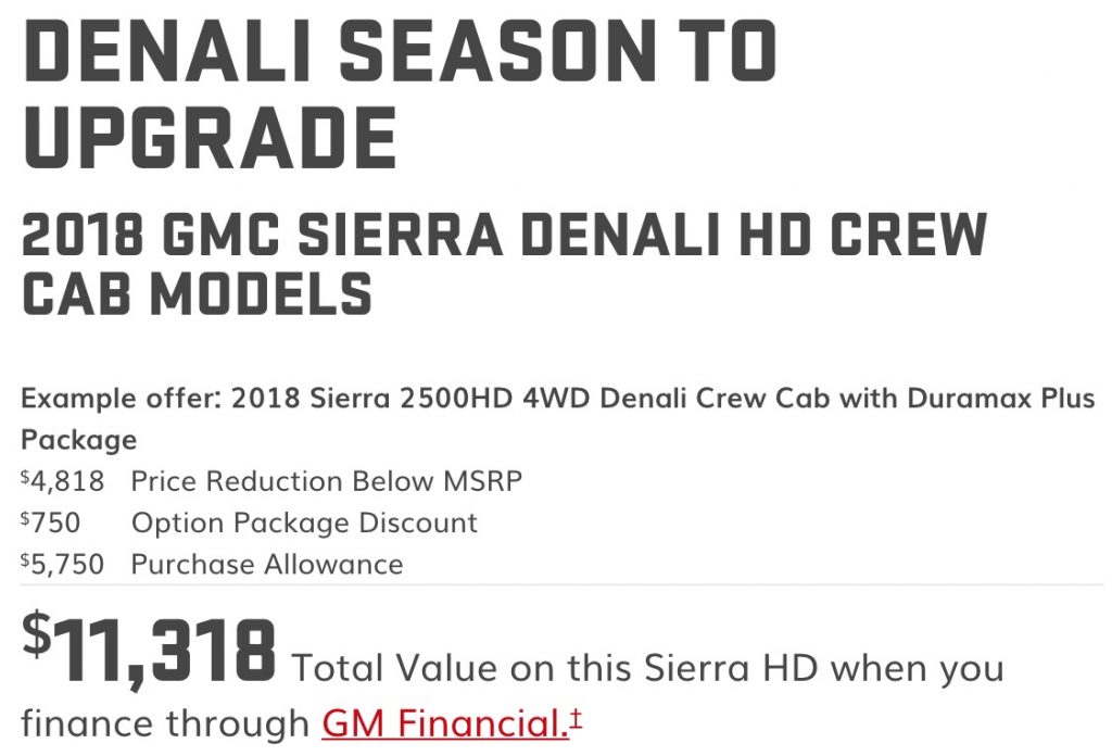 2018 GMC Sierra HD December 2018 Incentive
