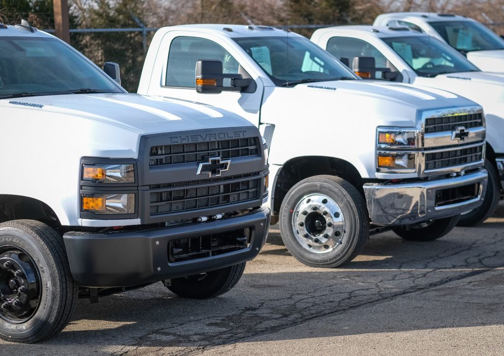 Chevy SIlverado Medium Duty trucks at car dealerships.