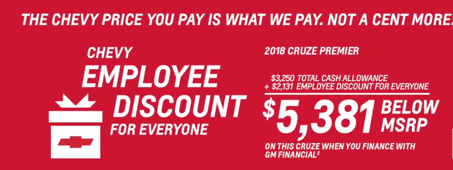 Chevrolet Cruze December 2018 Incentive